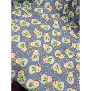 Blue Snowman Toss Fabric JoAnn Cotton 1 Yd 20 Inches Quilting Sewing New